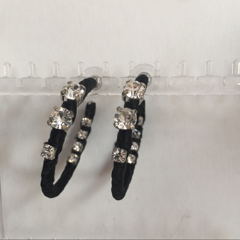 Black Ribbon Wrapped Hoop Earring